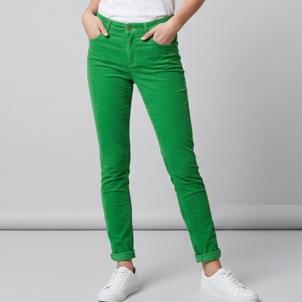 NWOT Zara Denim Green Skinny Jeans Size 2 Mid Rise Slim